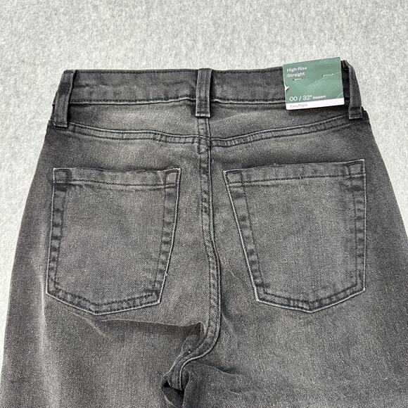 Wild Fable Jeans WMNS 00 Black Denim Easy Rigid High Rise Straight Button Fly - Picture 4 of 11